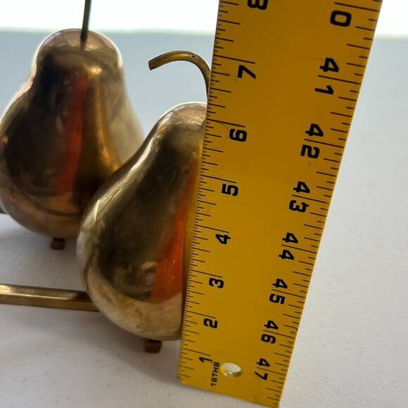 Solid Brass Pear Shaped Stocking Holders Mid Arm Heavy Mantle Hangers X 2 - Picture 8 of 9